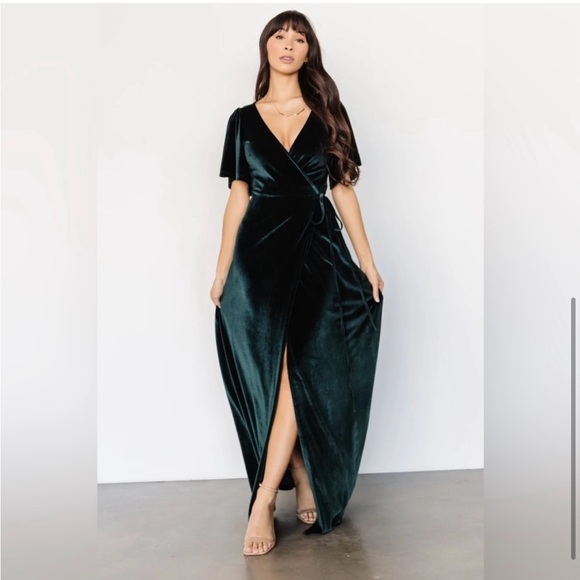 Baltic Born Meghan Velvet Wrap Maxi Dress Size Size Small Jade - Picture 4 of 9